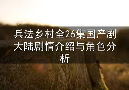 兵法乡村全26集国产剧大陆剧情介绍与角色分析