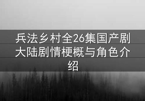 兵法乡村全26集国产剧大陆剧情梗概与角色介绍