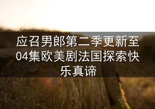 应召男郎第二季更新至04集欧美剧法国探索快乐真谛