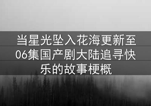 当星光坠入花海更新至06集国产剧大陆追寻快乐的故事梗概