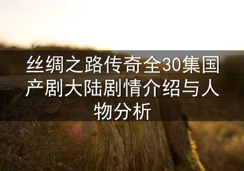 丝绸之路传奇全30集国产剧大陆剧情介绍与人物分析