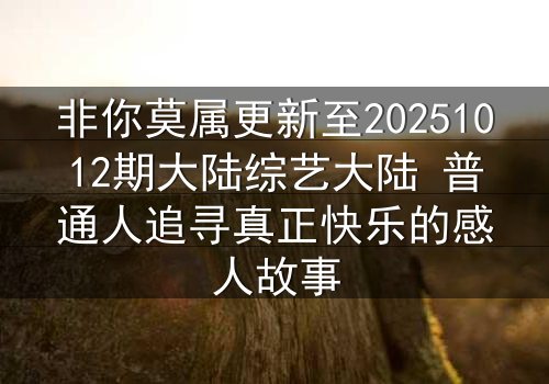 非你莫属更新至20251012期大陆综艺大陆 普通人追寻真正快乐的感人故事