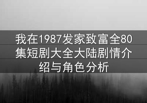 我在1987发家致富全80集短剧大全大陆剧情介绍与角色分析