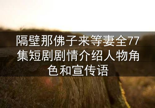 隔壁那佛子来等妻全77集短剧剧情介绍人物角色和宣传语