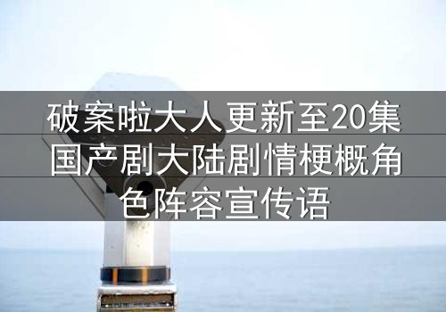 破案啦大人更新至20集国产剧大陆剧情梗概角色阵容宣传语