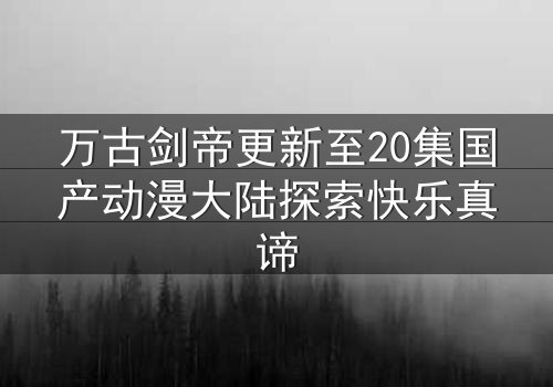 万古剑帝更新至20集国产动漫大陆探索快乐真谛