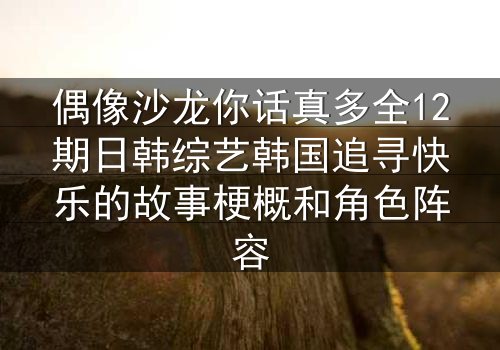 偶像沙龙你话真多全12期日韩综艺韩国追寻快乐的故事梗概和角色阵容
