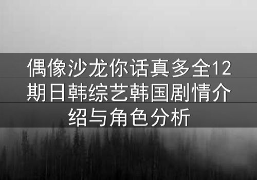 偶像沙龙你话真多全12期日韩综艺韩国剧情介绍与角色分析