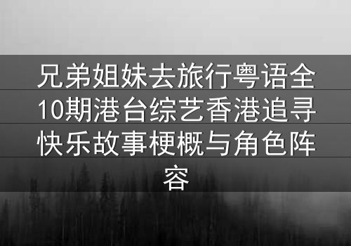 兄弟姐妹去旅行粤语全10期港台综艺香港追寻快乐故事梗概与角色阵容