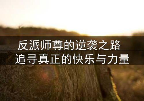 反派师尊的逆袭之路 追寻真正的快乐与力量