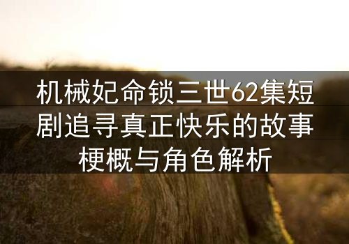 机械妃命锁三世62集短剧追寻真正快乐的故事梗概与角色解析