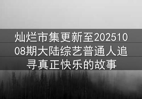 灿烂市集更新至20251008期大陆综艺普通人追寻真正快乐的故事