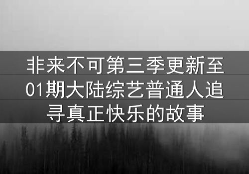 非来不可第三季更新至01期大陆综艺普通人追寻真正快乐的故事