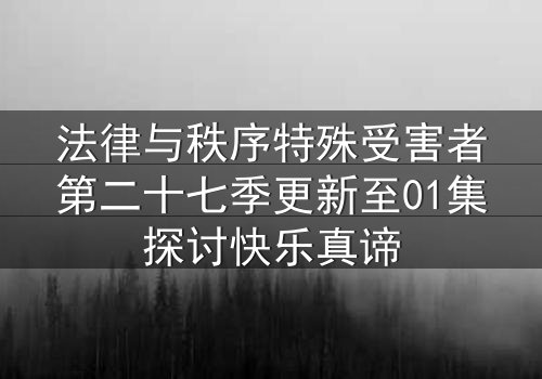 法律与秩序特殊受害者第二十七季更新至01集探讨快乐真谛