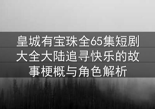 皇城有宝珠全65集短剧大全大陆追寻快乐的故事梗概与角色解析