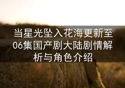 当星光坠入花海更新至06集国产剧大陆剧情解析与角色介绍
