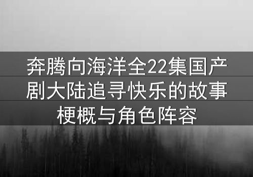 奔腾向海洋全22集国产剧大陆追寻快乐的故事梗概与角色阵容