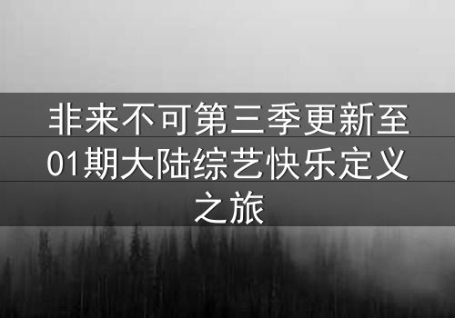 非来不可第三季更新至01期大陆综艺快乐定义之旅