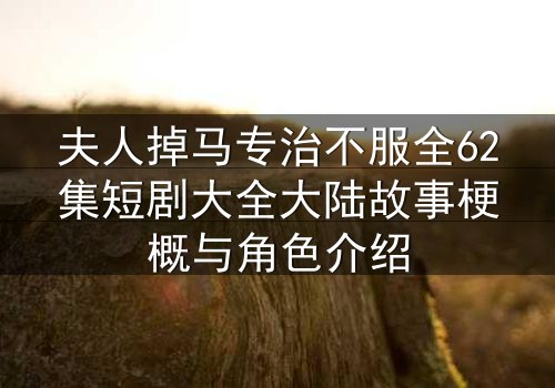 夫人掉马专治不服全62集短剧大全大陆故事梗概与角色介绍