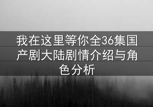 我在这里等你全36集国产剧大陆剧情介绍与角色分析