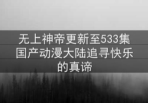 无上神帝更新至533集国产动漫大陆追寻快乐的真谛
