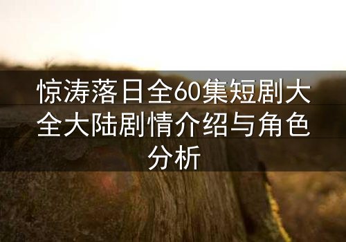 惊涛落日全60集短剧大全大陆剧情介绍与角色分析